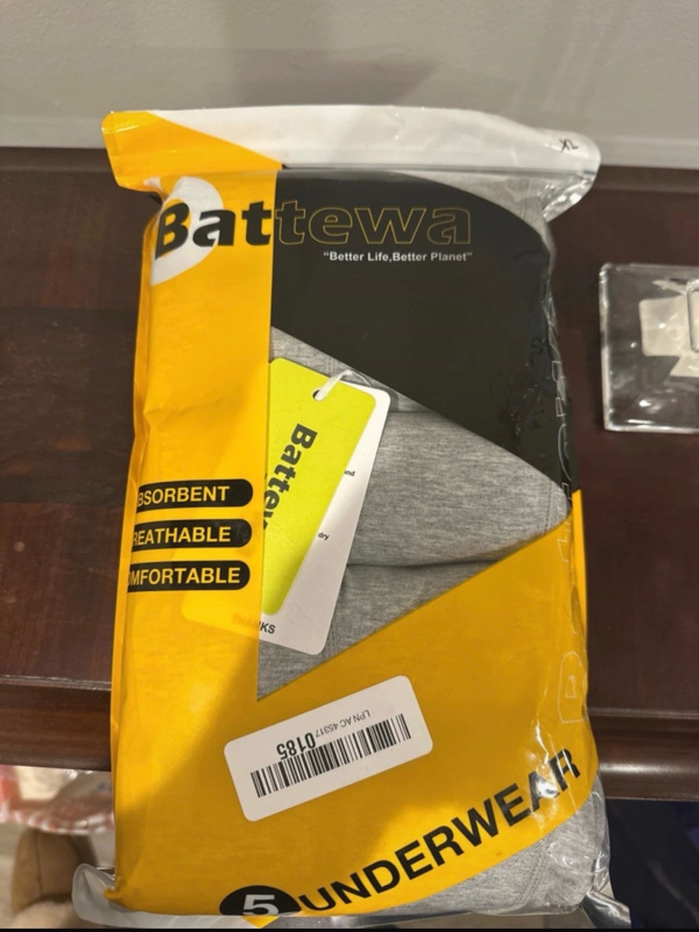 Battewa Men's 5-Pack Underwear - Gray